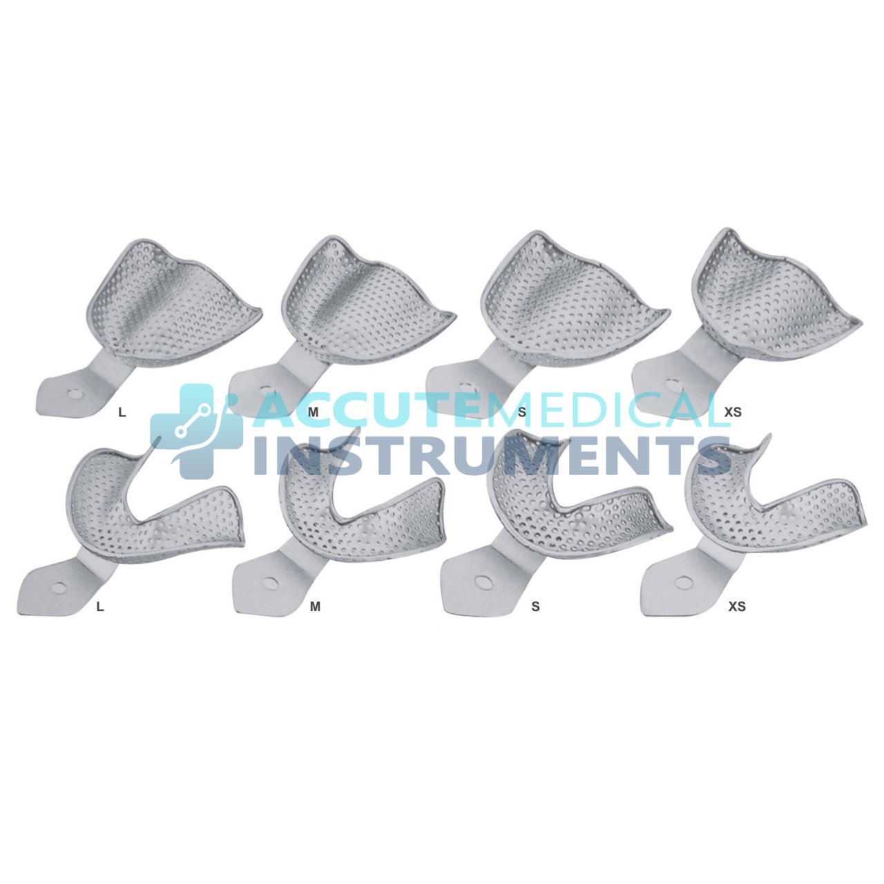 Perforated Full Denture Impression Tray – Upper & Lower (S, M, L, XL) – 8 Piece Set