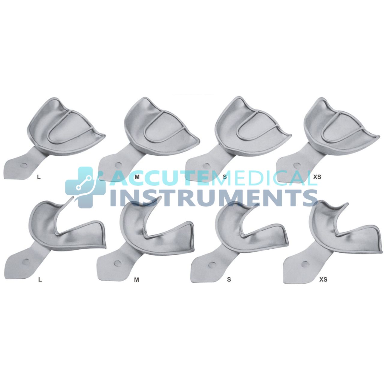 Solid Full Denture Impression Tray – Upper & Lower (S, M, L, XL) – 8 Piece Set